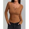 imageZeagoo Womens Long Sleeve Shirts Casual Square Neck Tops Slim Fit Rib Knit Basic Tee 2025 Fall Summer ClothesLight Brown
