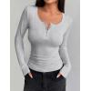 imageZeagoo Womens Long Sleeve Shirts Casual Square Neck Tops Slim Fit Rib Knit Basic Tee 2025 Fall Summer ClothesLight Grey