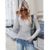 imageZeagoo Womens Long Sleeve Shirts Casual Square Neck Tops Slim Fit Rib Knit Basic Tee 2025 Fall Summer ClothesLight Grey