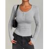 imageZeagoo Womens Long Sleeve Shirts Casual Square Neck Tops Slim Fit Rib Knit Basic Tee 2025 Fall Summer ClothesLight Grey