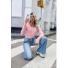 imageZeagoo Womens Long Sleeve Shirts Casual Square Neck Tops Slim Fit Rib Knit Basic Tee 2025 Fall Summer ClothesLight Pink