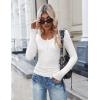 imageZeagoo Womens Long Sleeve Shirts Casual Square Neck Tops Slim Fit Rib Knit Basic Tee 2025 Fall Summer ClothesWhite