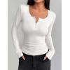 imageZeagoo Womens Long Sleeve Shirts Casual Square Neck Tops Slim Fit Rib Knit Basic Tee 2025 Fall Summer ClothesWhite