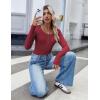 imageZeagoo Womens Long Sleeve Shirts Casual Square Neck Tops Slim Fit Rib Knit Basic Tee 2025 Fall Summer ClothesWine Red