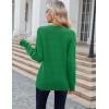imageZeagoo Womens Sweaters Fall Casual Long Sleeve V Neck Shirts Lightweight Crochet Ribbed Knit Pullover Tops OutfitsGreen
