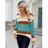 imageZeagoo Womens Sweaters Fall Casual Long Sleeve V Neck Shirts Lightweight Crochet Ribbed Knit Pullover Tops OutfitsLake Blue Colorblock