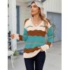 imageZeagoo Womens Sweaters Fall Casual Long Sleeve V Neck Shirts Lightweight Crochet Ribbed Knit Pullover Tops OutfitsLake Blue Colorblock