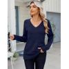 imageZeagoo Womens Sweaters Fall Casual Long Sleeve V Neck Shirts Lightweight Crochet Ribbed Knit Pullover Tops OutfitsNavy Blue