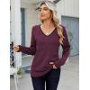 imageZeagoo Womens Sweaters Fall Casual Long Sleeve V Neck Shirts Lightweight Crochet Ribbed Knit Pullover Tops OutfitsPurple