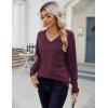 imageZeagoo Womens Sweaters Fall Casual Long Sleeve V Neck Shirts Lightweight Crochet Ribbed Knit Pullover Tops OutfitsPurple