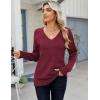 imageZeagoo Womens Sweaters Fall Casual Long Sleeve V Neck Shirts Lightweight Crochet Ribbed Knit Pullover Tops OutfitsWine Red