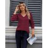 imageZeagoo Womens Sweaters Fall Casual Long Sleeve V Neck Shirts Lightweight Crochet Ribbed Knit Pullover Tops OutfitsWine Red