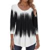 imageZeagoo 34 Sleeve Tops for Women Crew Neck Blouses Pleated Casual Shirts Fall Work Clothes 2025Black White 1