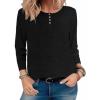 imageZeagoo Long Sleeve Shirts for Women Henley T Shirts Loose Fit Tunics Dressy Casual Work Blouses Fall Fashion TopsBlack