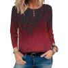 imageZeagoo Long Sleeve Shirts for Women Henley T Shirts Loose Fit Tunics Dressy Casual Work Blouses Fall Fashion TopsRed Boho