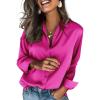 imageZeagoo Satin Blouses for Women Silk Button Down Shirts Long Sleeve Business Casual TopsHot Pink
