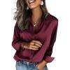 imageZeagoo Satin Blouses for Women Silk Button Down Shirts Long Sleeve Business Casual TopsWine Red