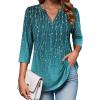 imageZeagoo Womens 34 Length Sleeve Tops V Neck Tunic Casual Dressy Blouse Floral Printed T ShirtsWillowfloral