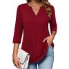 imageZeagoo Womens 34 Length Sleeve Tops V Neck Tunic Casual Dressy Blouse Floral Printed T ShirtsWine Red