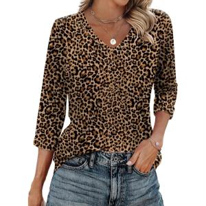 imageZeagoo 34 Length Sleeve Womens Tops Casual V Neck Shirts Soft Basic Tees Business Work BlousesAn136