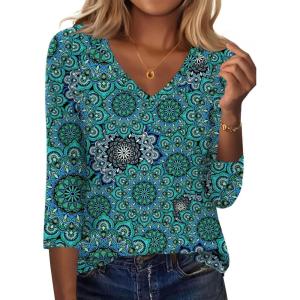imageZeagoo 34 Length Sleeve Womens Tops Casual V Neck Shirts Soft Basic Tees Business Work BlousesMz858