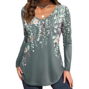 imageZeagoo Long Sleeve Tops for Women Casual V Neck Shirt Loose Fall Basic Tee Dressy Work Blouses 2025Wf71