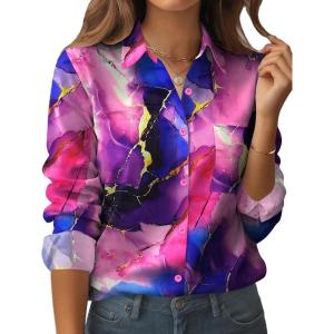 imageZeagoo Womens Button Down Shirt Long Sleeve Blouse Business Work Tops Dressy Casual Floral Printed Outfits with PocketCx174