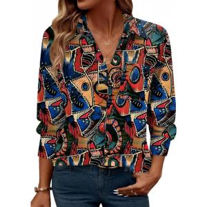 imageZeagoo Womens Button Down Shirt Long Sleeve Blouse Business Work Tops Dressy Casual Floral Printed Outfits with PocketCx255