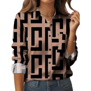imageZeagoo Womens Button Down Shirt Long Sleeve Blouse Business Work Tops Dressy Casual Floral Printed Outfits with PocketJh308