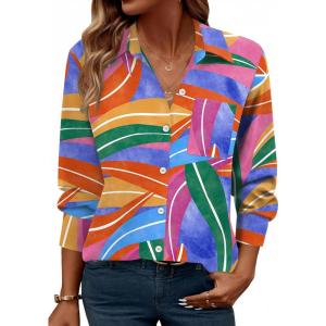 imageZeagoo Womens Button Down Shirt Long Sleeve Blouse Business Work Tops Dressy Casual Floral Printed Outfits with PocketPa232