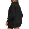 imageZeagoo Women Sweatshirts Quarter Zip Stand Collar Pullovers Fleece Workout Hoodies Y2K ClothesBlack