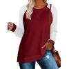 imageZeagoo Womens Long Sleeve Shirts Lightweight Cable Knit Sleeve Shirts Trendy Fall Tunic TopsDeep Red