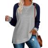 imageZeagoo Womens Long Sleeve Shirts Lightweight Cable Knit Sleeve Shirts Trendy Fall Tunic TopsGreynavy