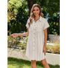 imageZeagoo Womens Summer Dress 2025 Cotton Button Down Short Sleeve Tshirt Dresses Casual Flowy V Neck Loose Mini Beach DressBrownwhite Stripe