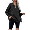 imageZeagoo Women Sweatshirts Quarter Zip Stand Collar Pullovers Fleece Workout Hoodies Y2K ClothesBlack