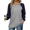 imageZeagoo Womens Long Sleeve Shirts Lightweight Cable Knit Sleeve Shirts Trendy Fall Tunic TopsGreynavy
