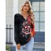 imageZeagoo Fall Tops for Women Long Sleeve Button Up Shirts Floral Tunics V Neck Pullover BlouseBlack Red Floral