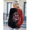 imageZeagoo Fall Tops for Women Long Sleeve Button Up Shirts Floral Tunics V Neck Pullover BlouseBlack Red Floral