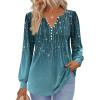 imageZeagoo Fall Tops for Women Long Sleeve Button Up Shirts Floral Tunics V Neck Pullover BlouseBlue Floral