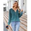 imageZeagoo Fall Tops for Women Long Sleeve Button Up Shirts Floral Tunics V Neck Pullover BlouseBlue Floral