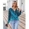 imageZeagoo Fall Tops for Women Long Sleeve Button Up Shirts Floral Tunics V Neck Pullover BlouseBlue Print