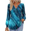 imageZeagoo Fall Tops for Women Long Sleeve Button Up Shirts Floral Tunics V Neck Pullover BlouseBlue Print