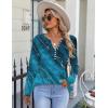 imageZeagoo Fall Tops for Women Long Sleeve Button Up Shirts Floral Tunics V Neck Pullover BlouseBlue Print