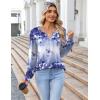 imageZeagoo Fall Tops for Women Long Sleeve Button Up Shirts Floral Tunics V Neck Pullover BlouseBlue Purple Floral