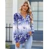 imageZeagoo Fall Tops for Women Long Sleeve Button Up Shirts Floral Tunics V Neck Pullover BlouseBlue Purple Floral