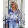 imageZeagoo Fall Tops for Women Long Sleeve Button Up Shirts Floral Tunics V Neck Pullover BlouseBlue Purple Floral