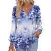 imageZeagoo Fall Tops for Women Long Sleeve Button Up Shirts Floral Tunics V Neck Pullover BlouseBlue Purple Floral