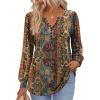 imageZeagoo Fall Tops for Women Long Sleeve Button Up Shirts Floral Tunics V Neck Pullover BlouseEthnic Print