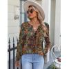 imageZeagoo Fall Tops for Women Long Sleeve Button Up Shirts Floral Tunics V Neck Pullover BlouseEthnic Print