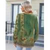 imageZeagoo Fall Tops for Women Long Sleeve Button Up Shirts Floral Tunics V Neck Pullover BlouseGreen Floral